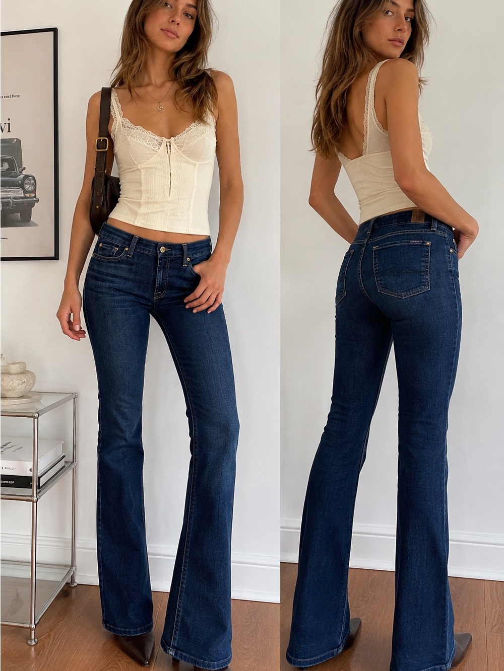 7 For All Mankind Kimmie Bootcut Jeans 7FAM Dark Wash Mid Rise Denim